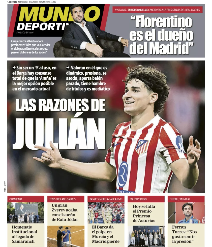Portada de Mundo Deportivo, 3 de junio de 2026