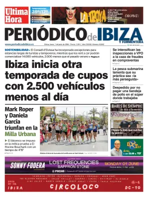 Portada de Periódico de Ibiza, 1 de junio de 2026