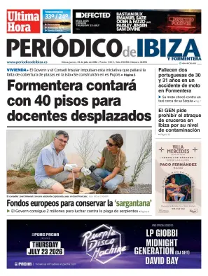 Portada de Periódico de Ibiza, 23 de julio de 2026