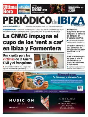 Portada de Periódico de Ibiza, 24 de julio de 2026
