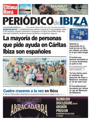 Portada de Periódico de Ibiza, 8 de julio de 2026