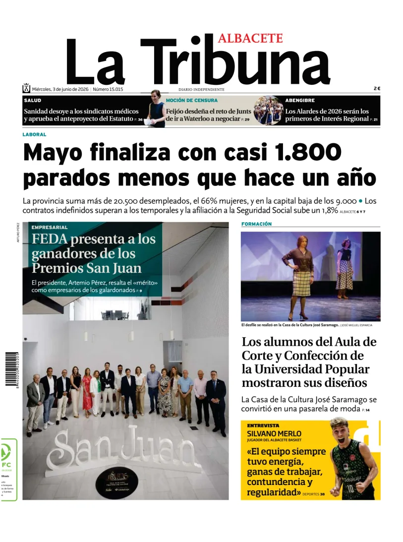 Portada de Tribuna de Albacete, 3 de junio de 2026