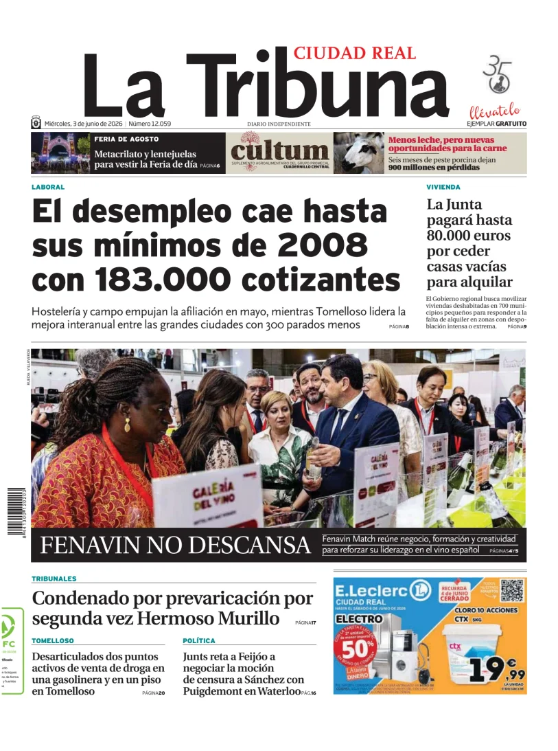 Portada de Tribuna de Ciudad Real, 3 de junio de 2026