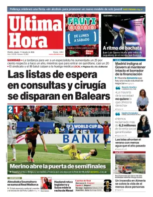 Portada de Ultima Hora, 11 de julio de 2026