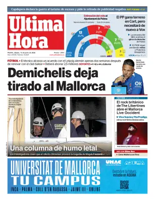 Portada de Ultima Hora, 13 de junio de 2026