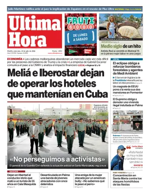 Portada de Ultima Hora, 22 de julio de 2026