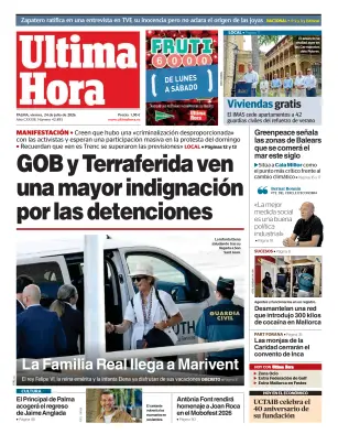 Portada de Ultima Hora, 24 de julio de 2026