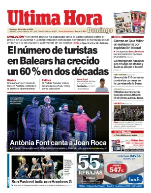 Portada de Ultima Hora, 26 de julio de 2026