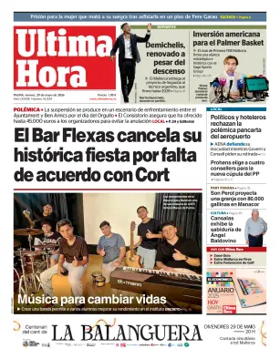 Portada de Ultima Hora, 29 de mayo de 2026