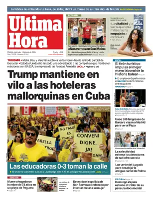 Portada de Ultima Hora, 3 de junio de 2026