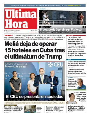 Portada de Ultima Hora, 4 de junio de 2026