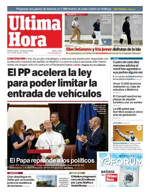 Portada de Ultima Hora, 9 de junio de 2026